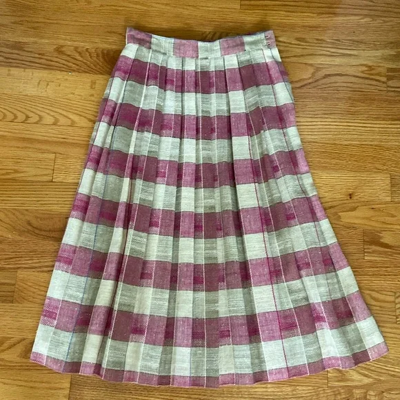 C’est Petite EUC Vintage Pleated Flax Blend Skirt - Picture 1 of 9
